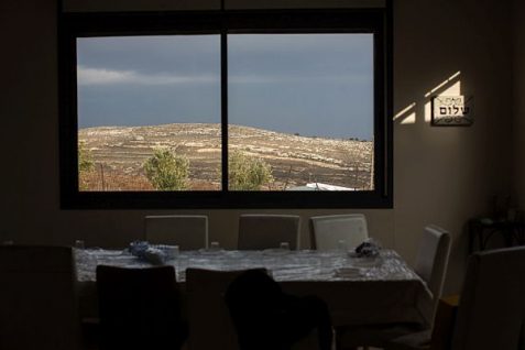 View of the mountains from a home in the Jewish community of Amona on December 16, 2016.